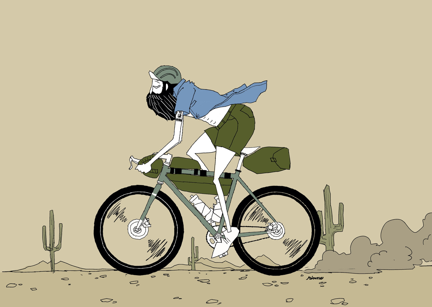Rinne shimano illustratie fietsen casual collectie