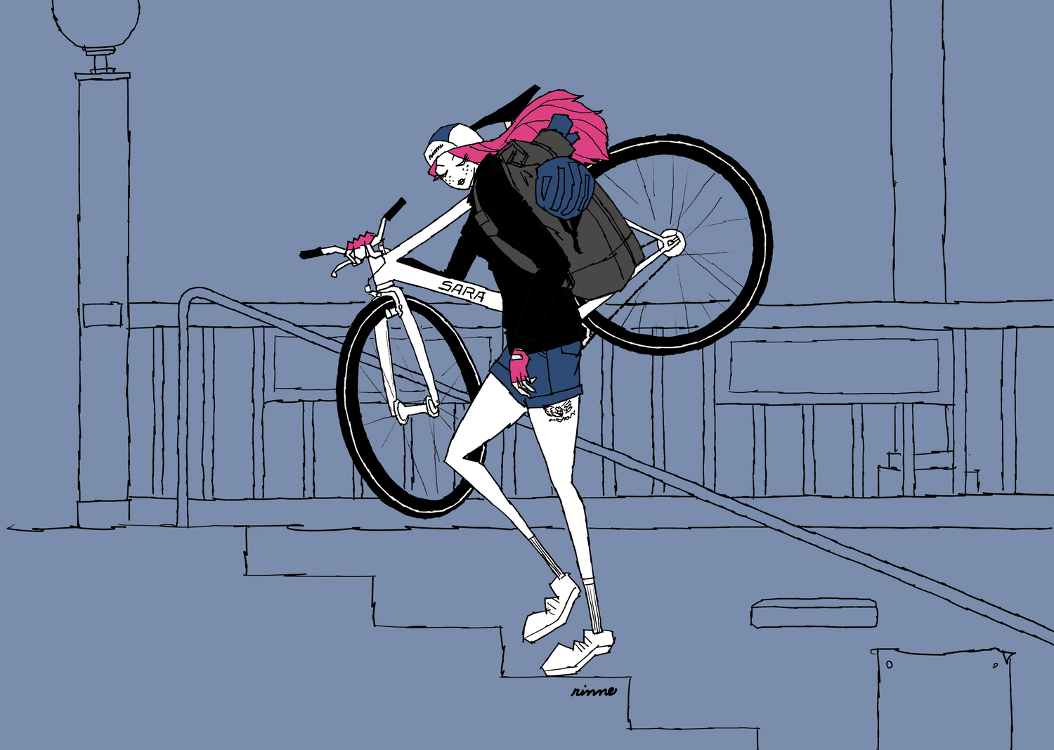 Rinne shimano illustratie t-shirt collectie casual fietsen
